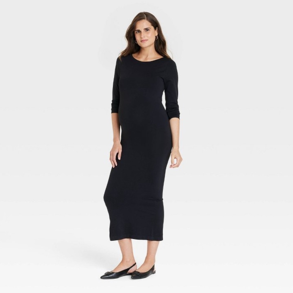 Ingrid & Isabel Women’s Maternity, Long Sleeve Form-fitting Maxi Dress. Sz:L